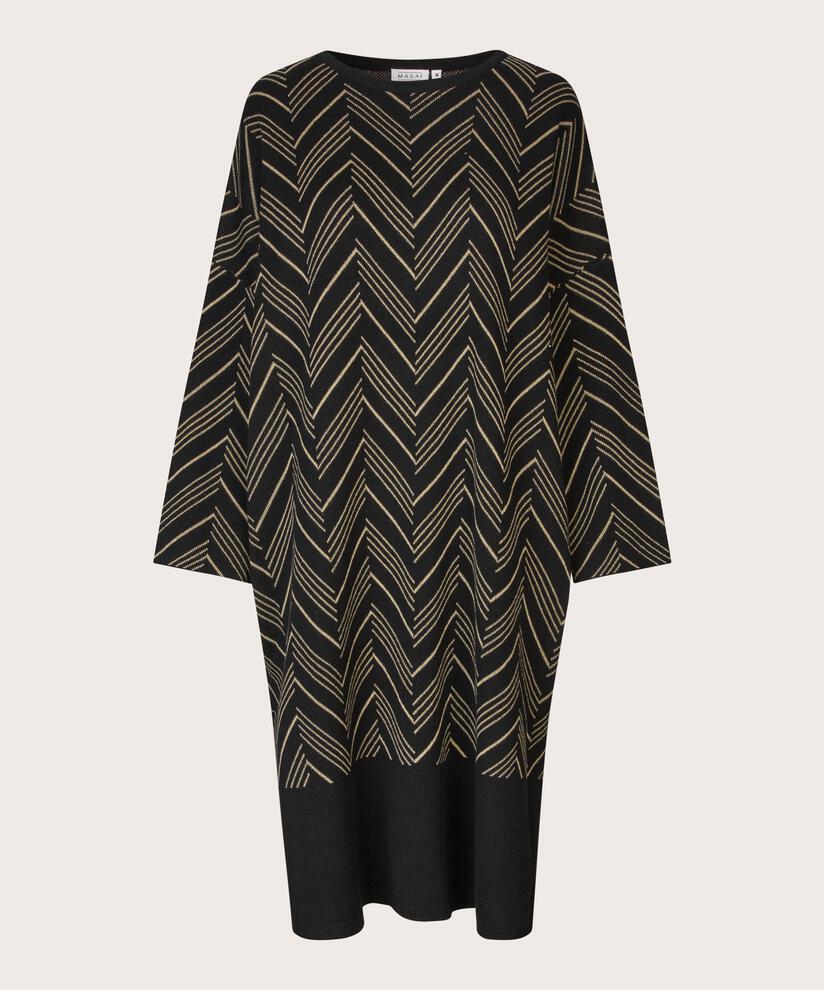 Feinstrickkleid mit Glitzerfaden und Seitenschlitz, Black