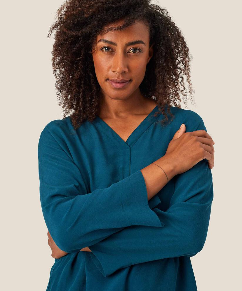 Viskosebluse Mit V-ausschnitt, Reflect Pond