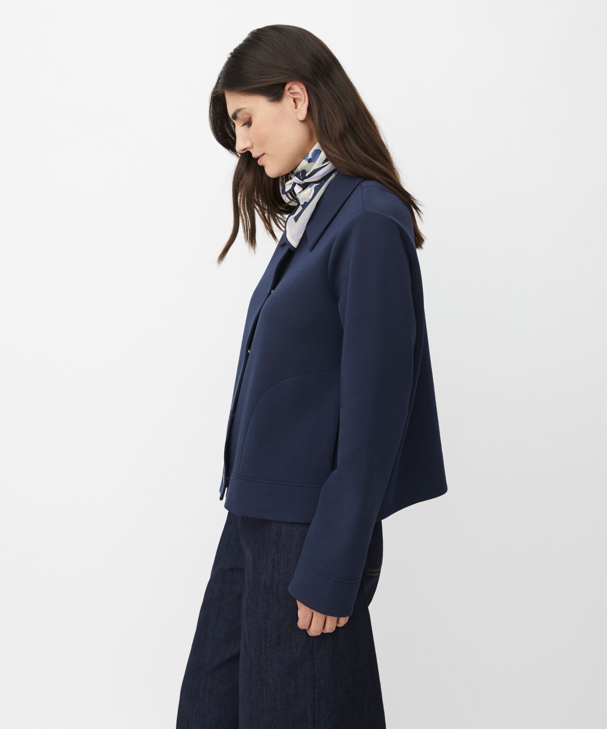 Kurzjacke in schwerer Jersey-Qualität, Navy Blazer