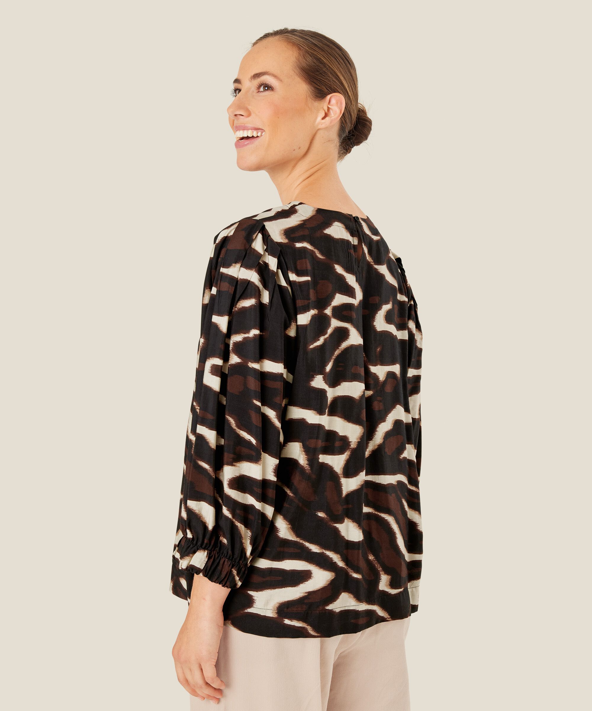 Viskosebluse Mit Rundhalsausschnitt, Coffee Bean