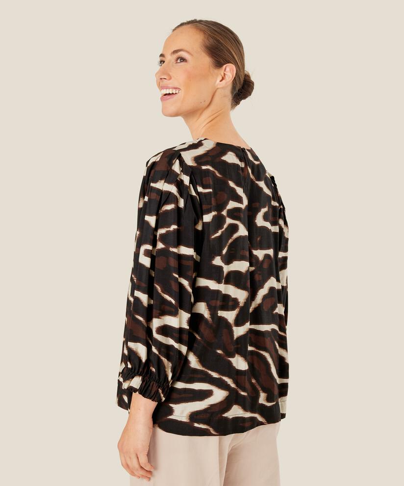 Viskosebluse Mit Rundhalsausschnitt, Coffee Bean