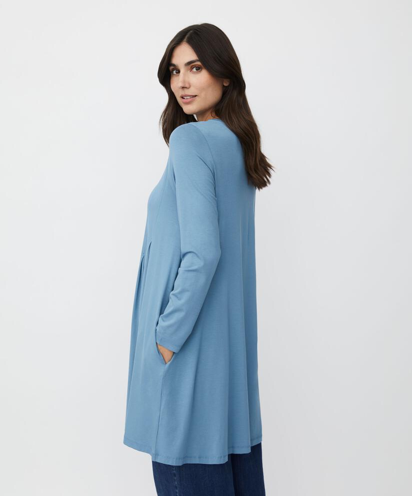 Jersey-Tunika mit Falten und Eingrifftaschen, Proven Blue
