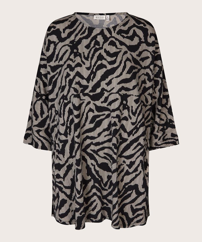 Bedruckte Tunika Mit Langen Ärmeln, Black