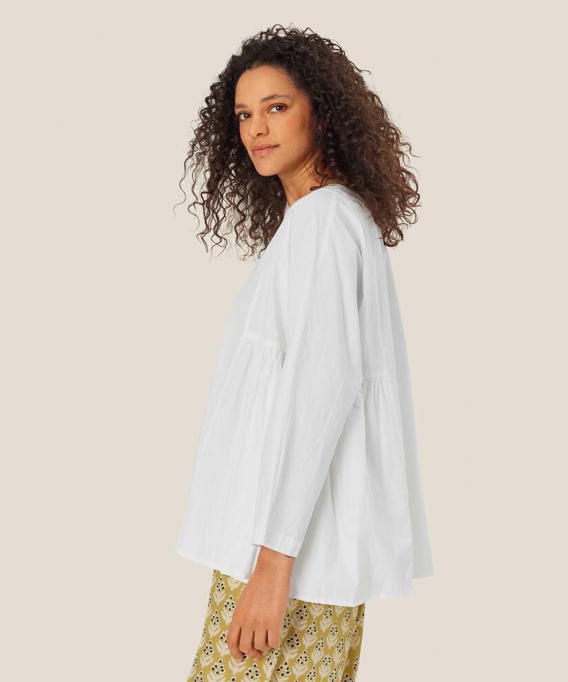 Baumwollhemd mit Falten an den Seiten, White