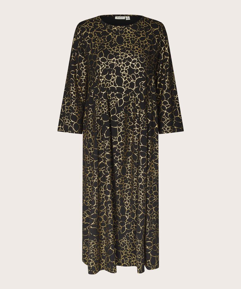 Bedrucktes Jerseykleid Mit Falten Vorne, Gold