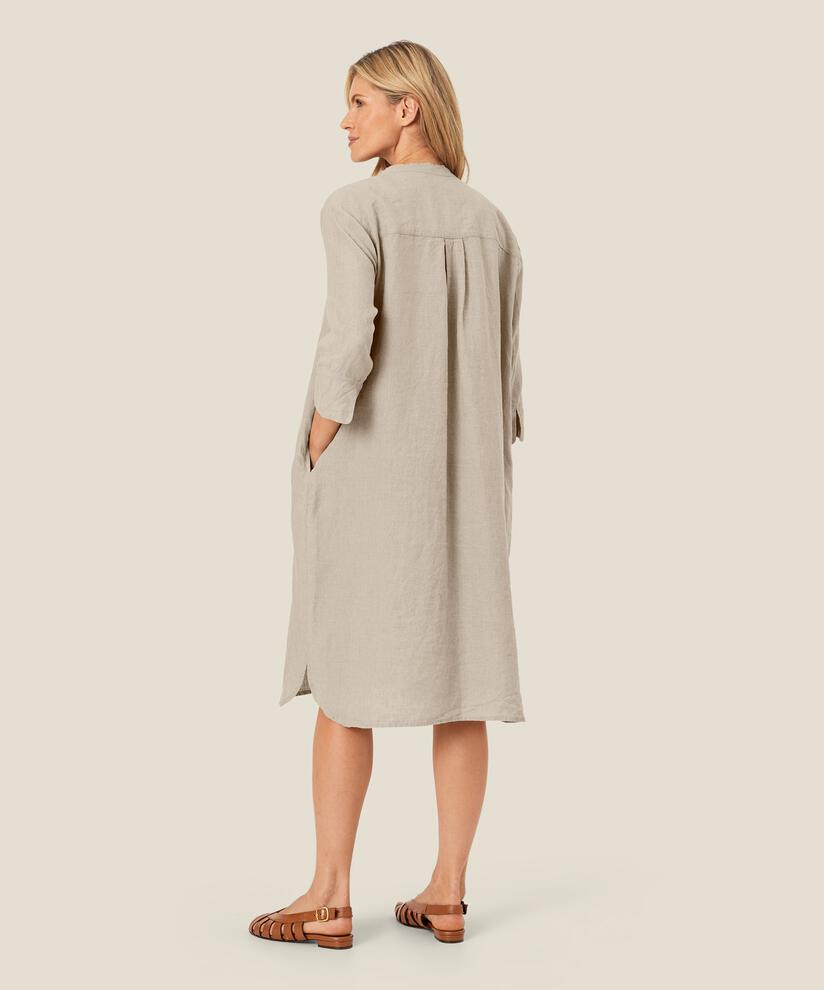 Hemdkleid aus Leinen mit Dreiviertelärmeln, Natural