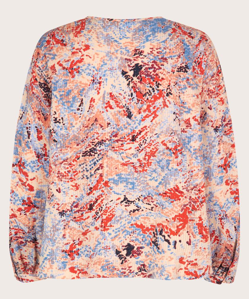 Baumwollbluse mit Knopfdetail am Hals, Orange com
