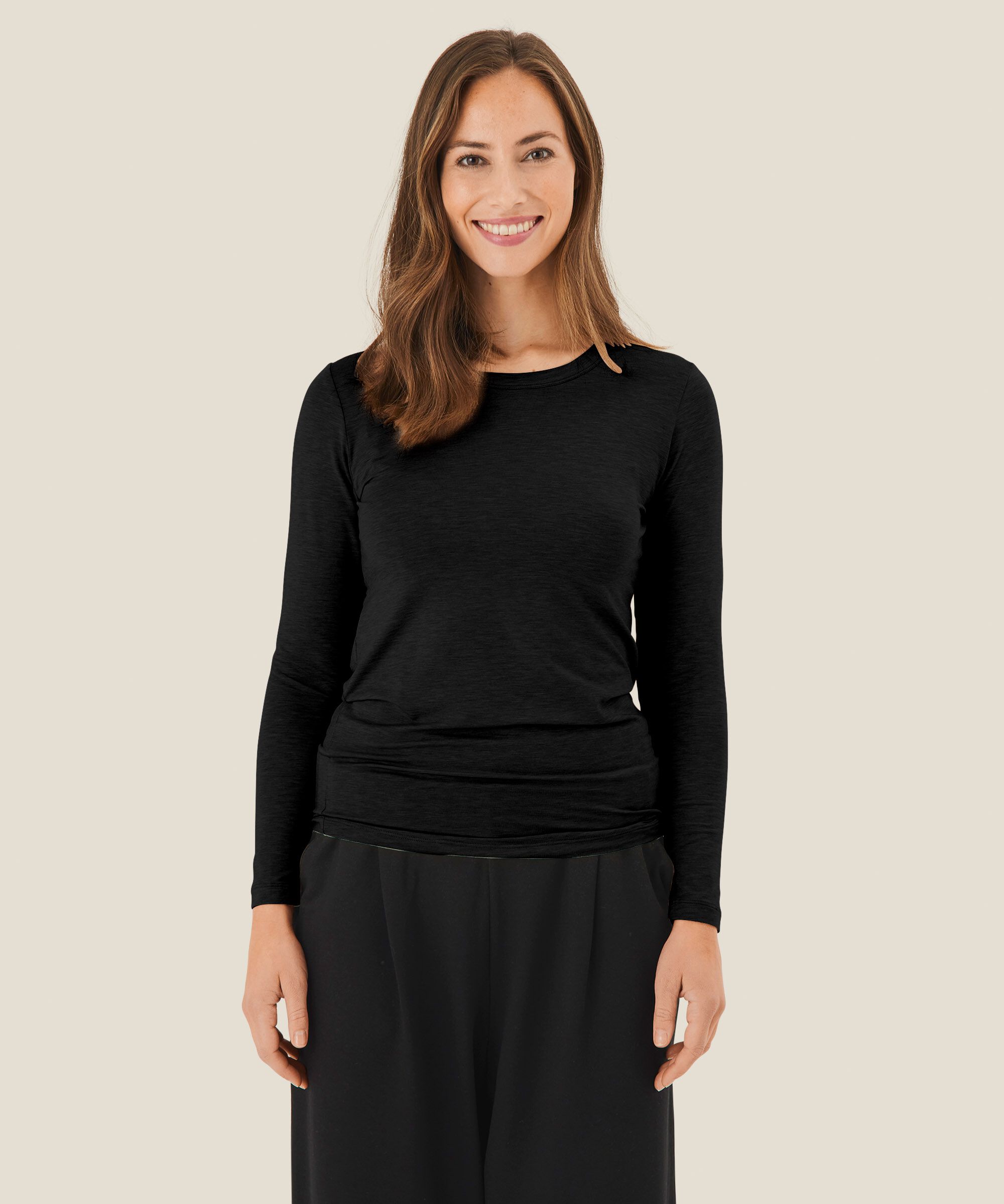 Shirt Mit Rundem Hals, Black