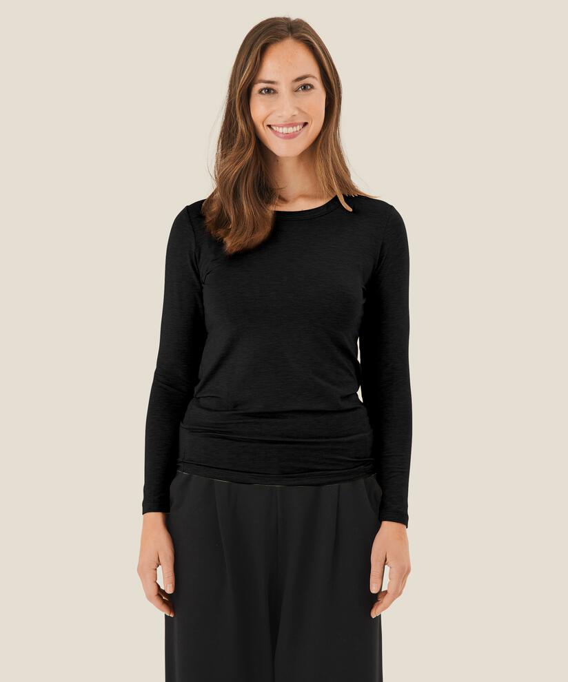 Shirt Mit Rundem Hals, Black