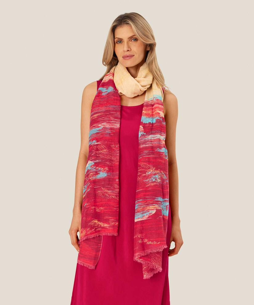 gemusterter Schal aus Leinenmischung, Persian Red