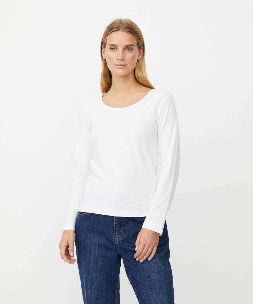 Weiches Jersey-top Mit Langen Ärmeln, White