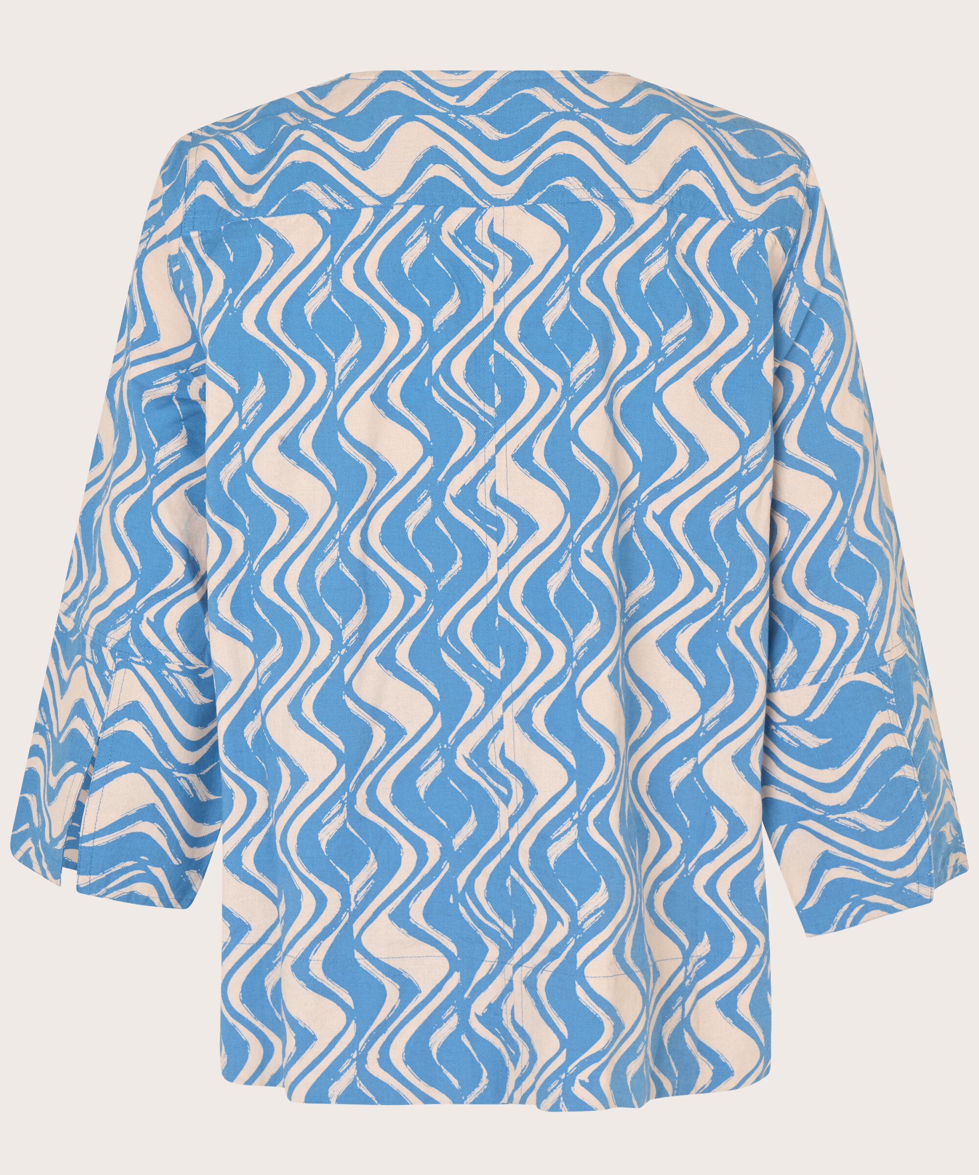Bluse aus Baumwollmix mit 3/4-Ärmeln, Blue Bonnet