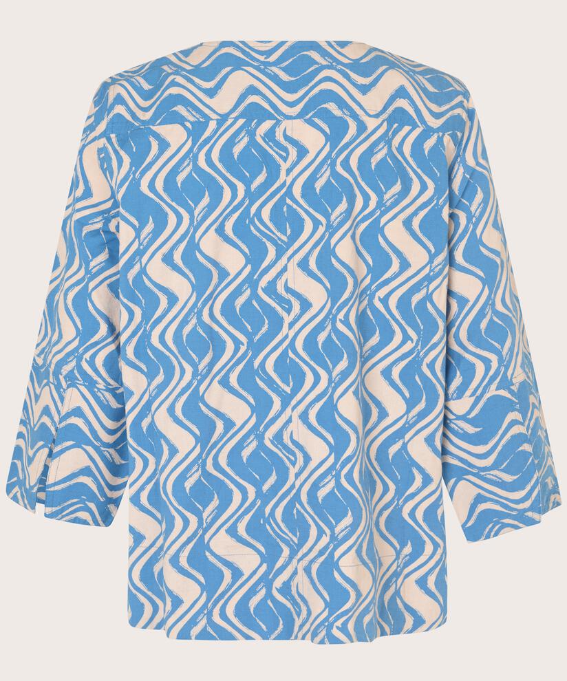 Bluse aus Baumwollmix mit 3/4-Ärmeln, Blue Bonnet