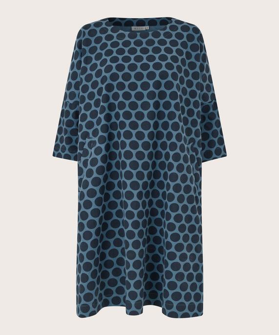 gepunktetes Samtkleid mit 3/4-Ärmeln, Navy Blazer