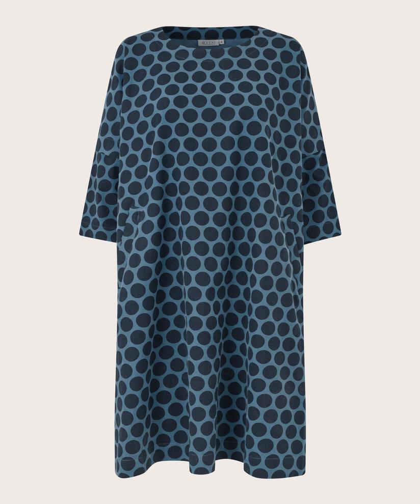 gepunktetes Samtkleid mit 3/4-Ärmeln, Navy Blazer