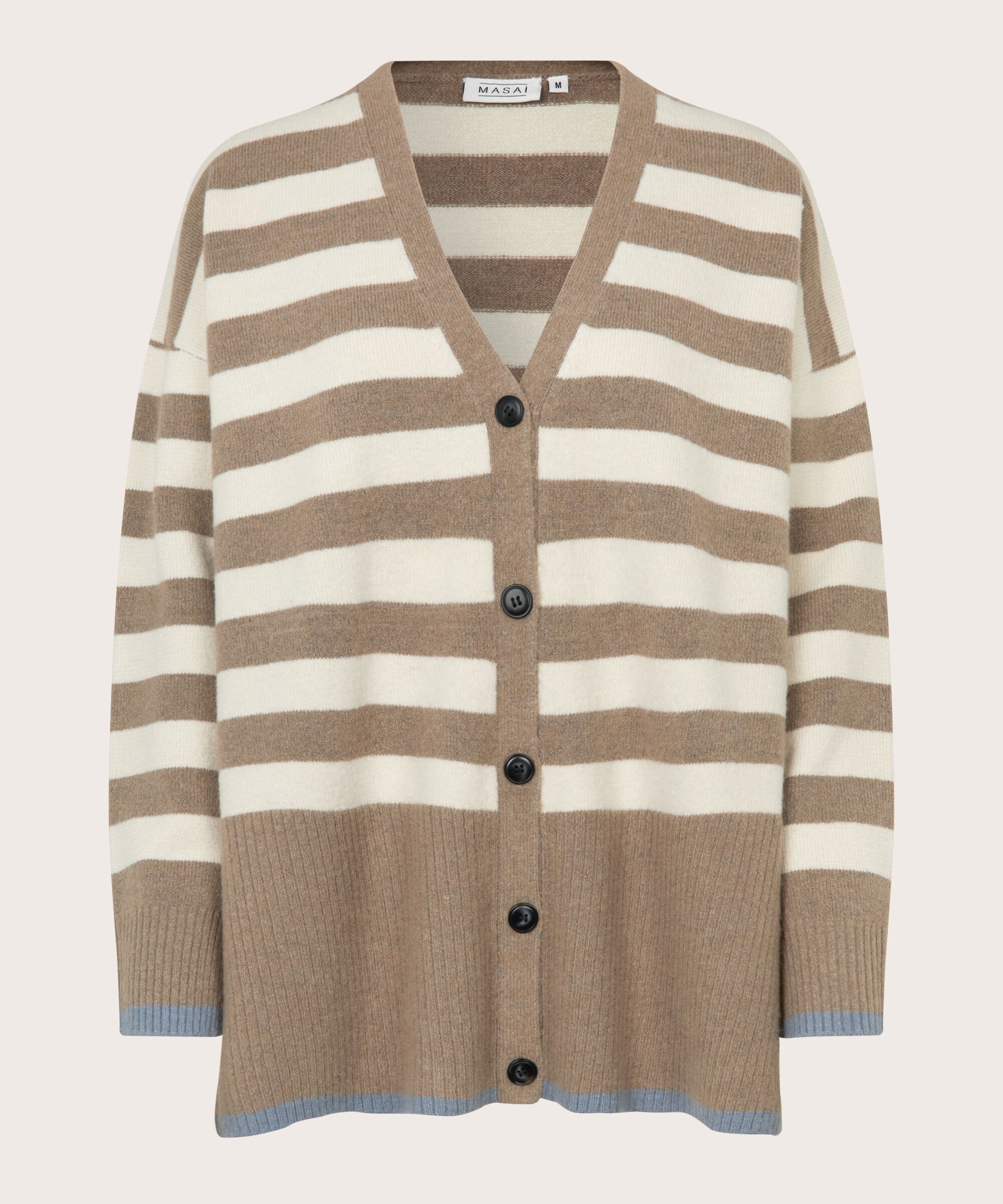 Gestreifter Cardigan mit Rippdetails, Mink/ash/whc