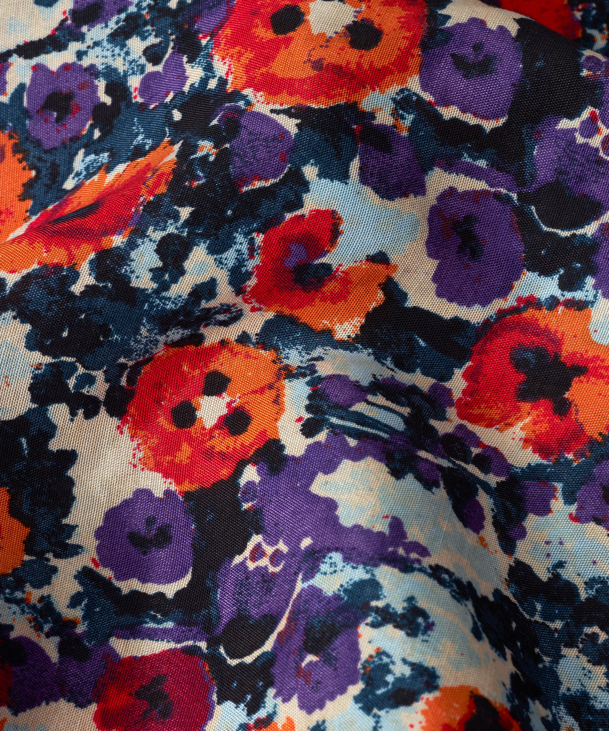 Bedrucktes Viskosekleid mit V-Ausschnitt, Meadow Violet