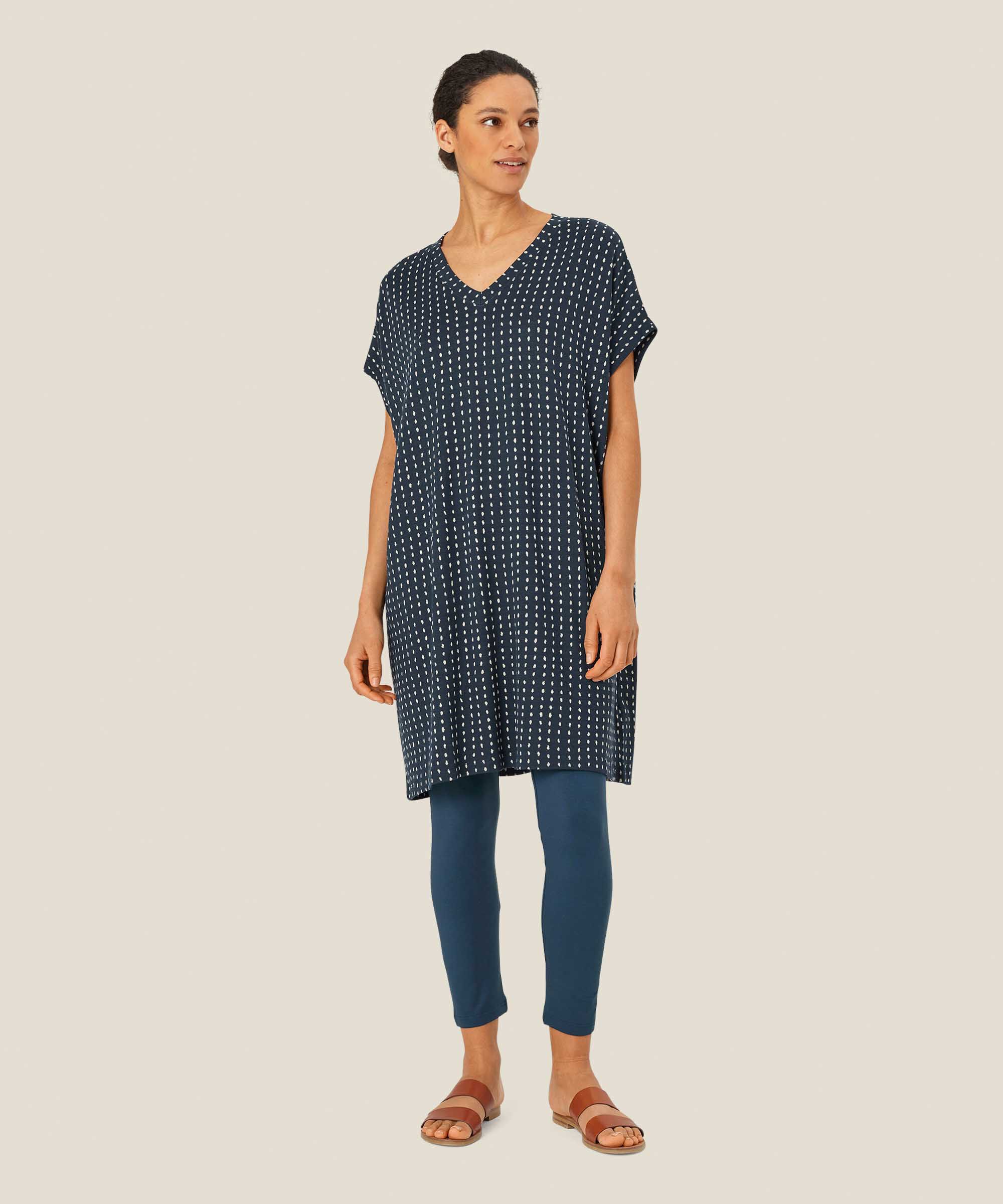 Jersey-Tunika mit Knopf-Detail auf der Rückseite, Mood Indigo