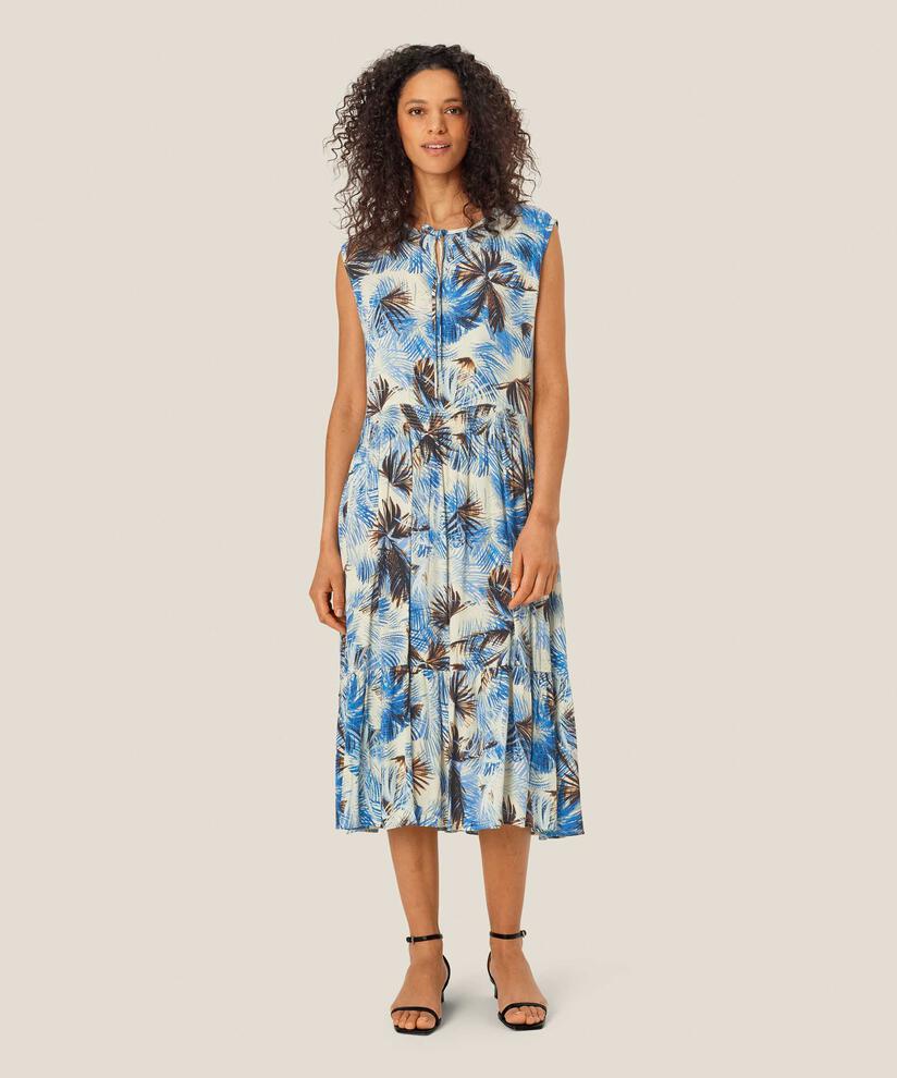 Bedrucktes Jerseykleid mit Bindebändern am Hals, Della Blue