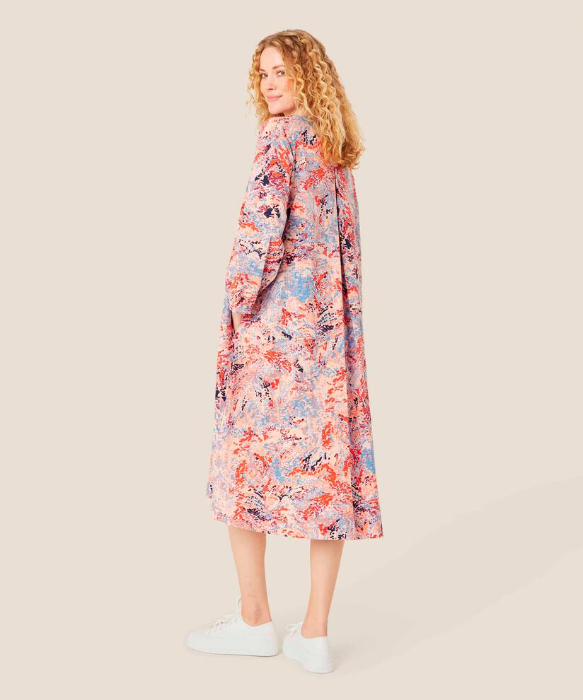 Baumwollkleid mit Bindebändern am Hals und Eingrifftaschen, Orange com