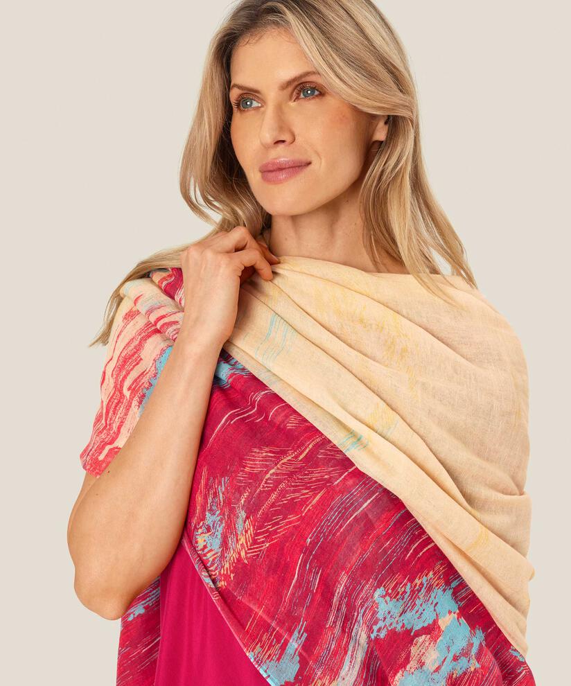 gemusterter Schal aus Leinenmischung, Persian Red