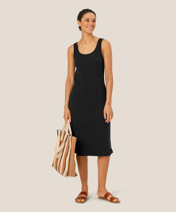Trägerkleid aus weichem Jersey mit tiefem Ausschnitt, Black