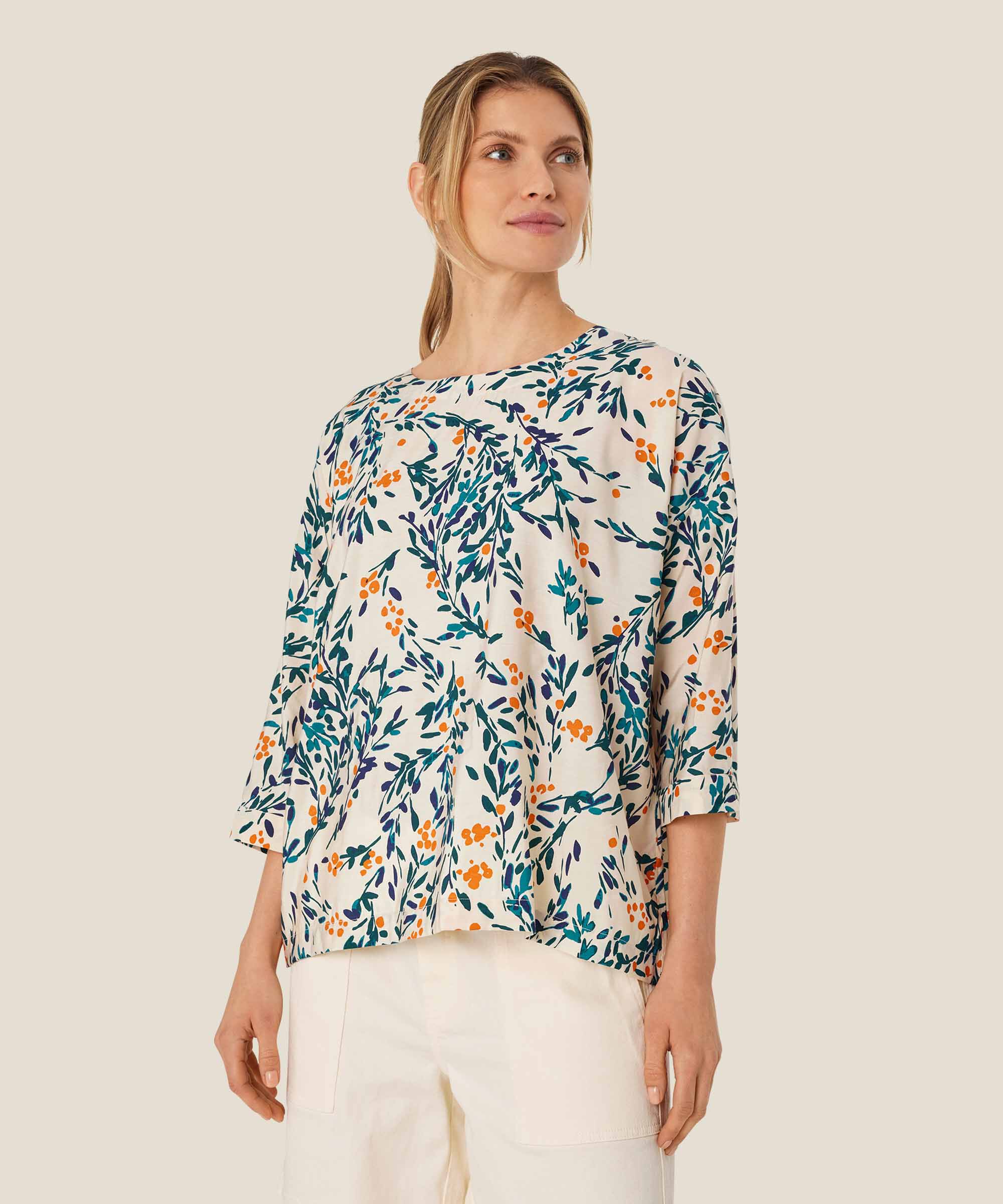 Viskosebluse Mit 3/4 Ärmeln, Russ Orange