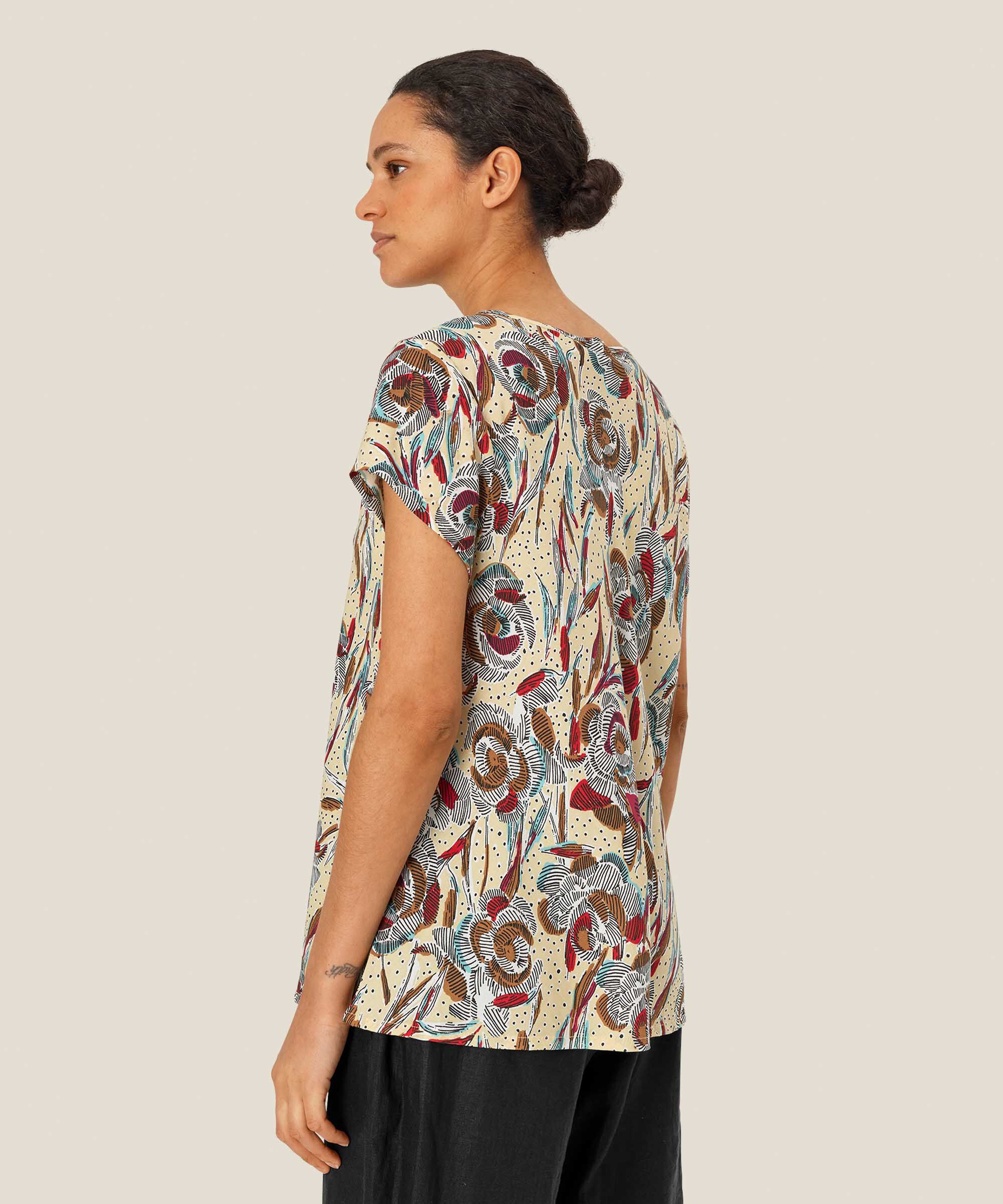 Bedrucktes Viskose-top Mit V-ausschnitt, Soybean