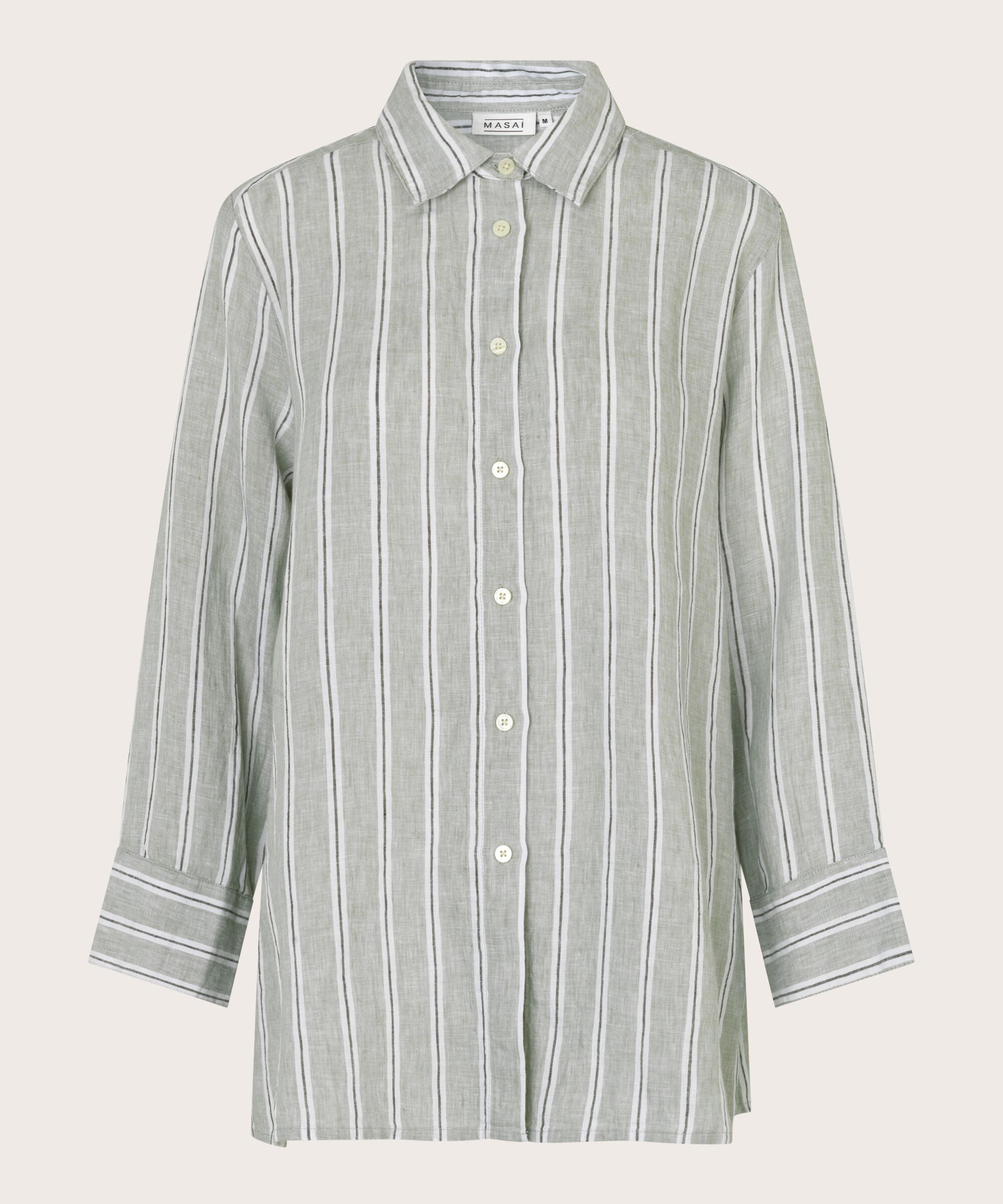 Gestreiftes Leinenhemd mit Seitenschlitz, Bog