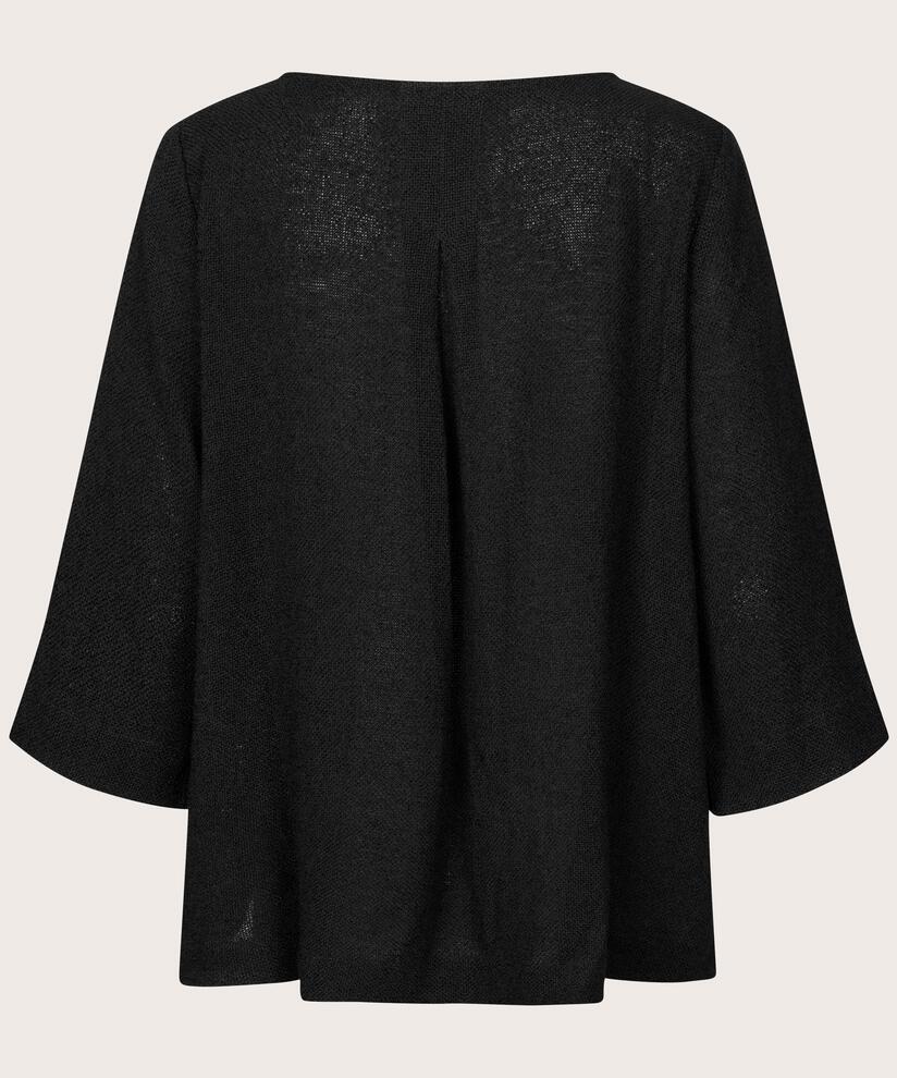 Bouclé-Bluse mit 3/4-Ärmeln, Black