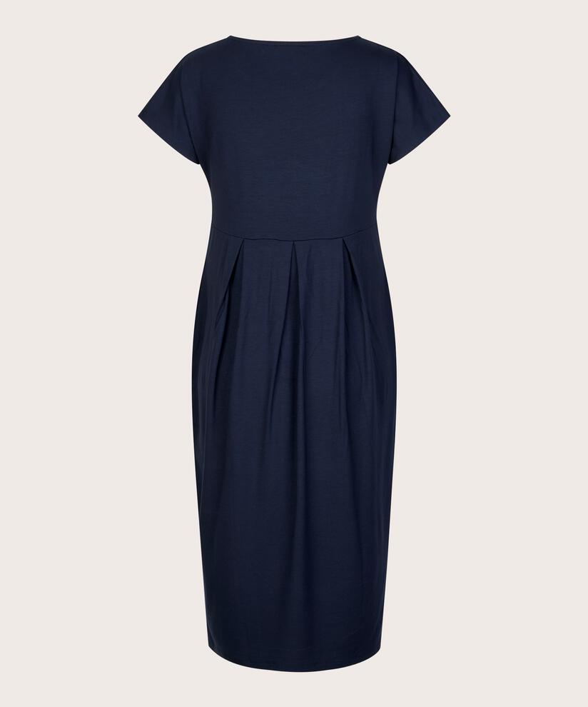 Tulpenkleid mit kurzen Ärmeln und Rundhalsausschnitt, Navy