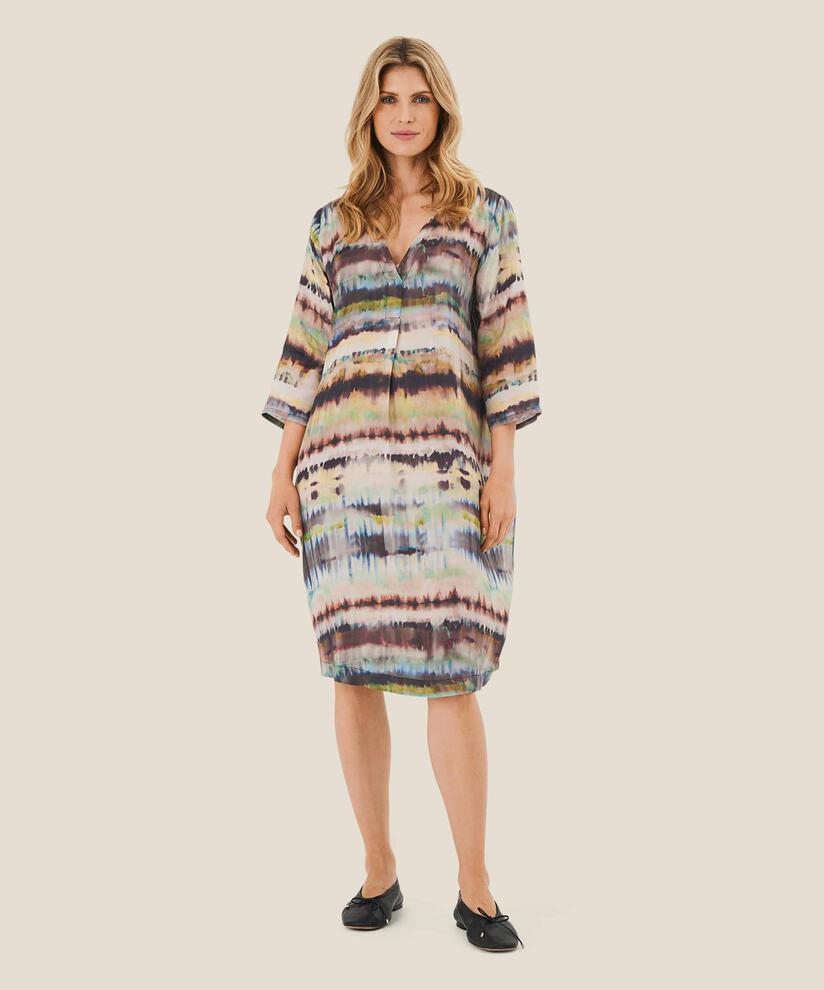 Kleid mit V-Ausschnitt und Taschen, Misty Rose