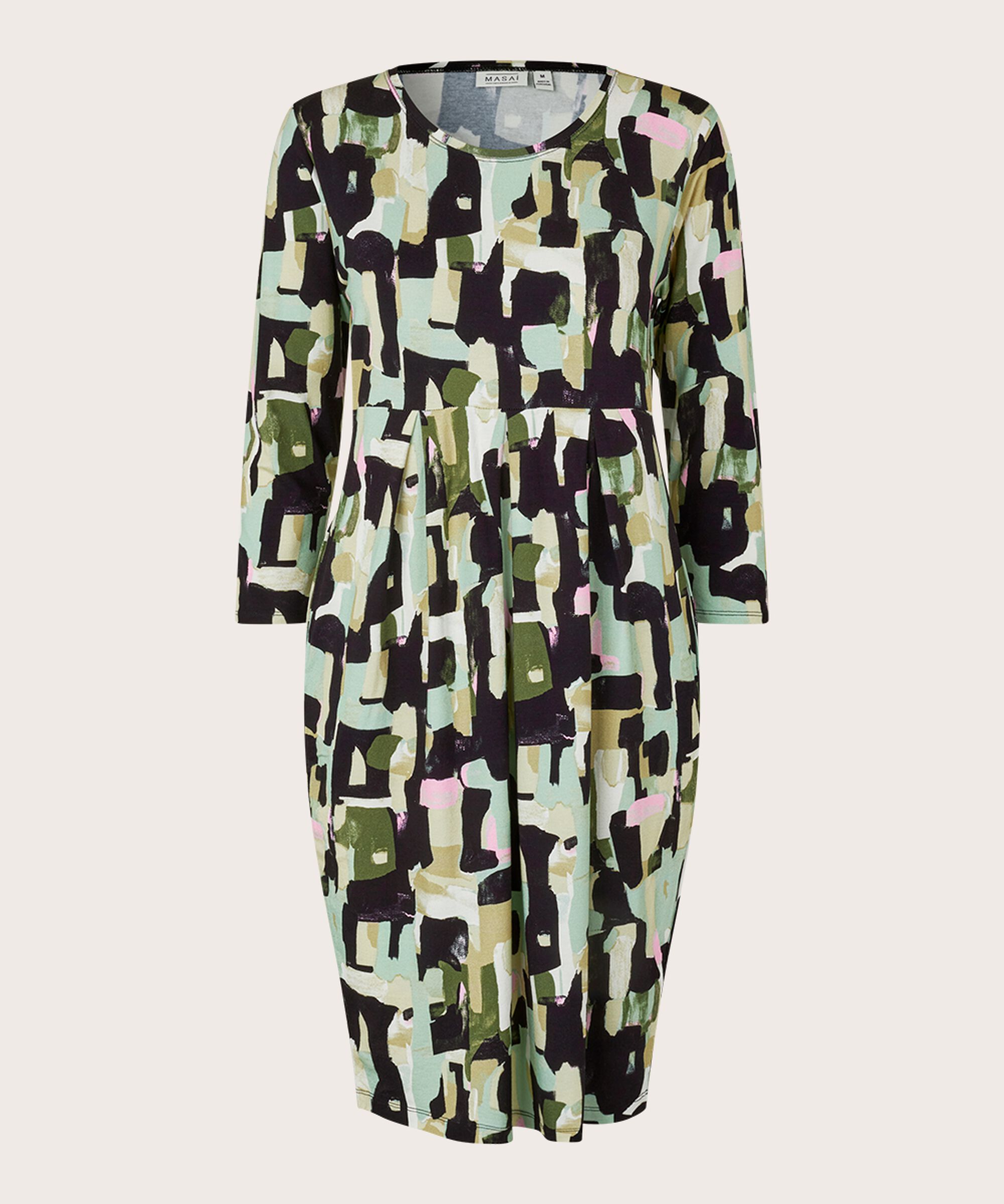 Tulpenkleid aus bedrucktem Jersey, Frosty Green