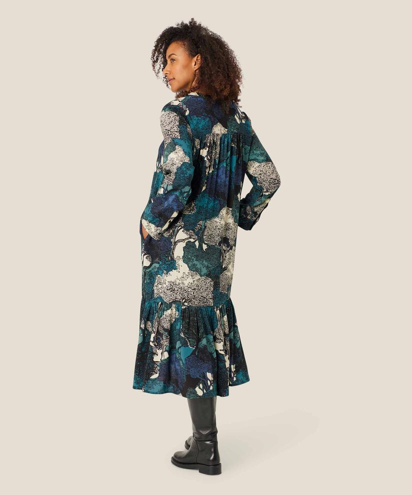 Viskosekleid mit langen Ärmeln und Eingrifftaschen, Celestial