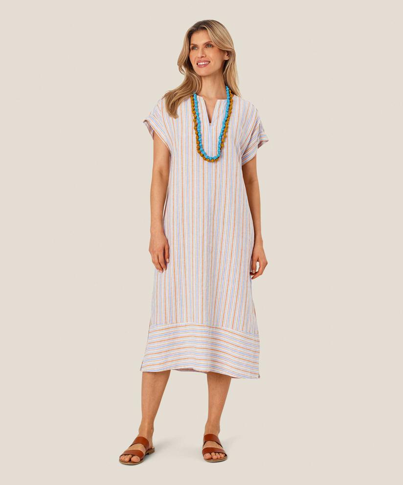 Halskette mit stoffbezogenen Perlen, Aqua