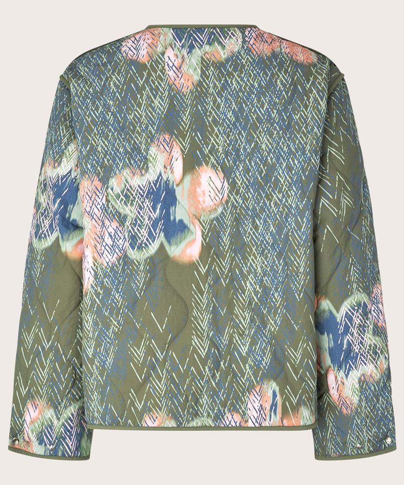 gesteppte, gemusterte Jacke mit Knopfverschluss, D. Lichen Green