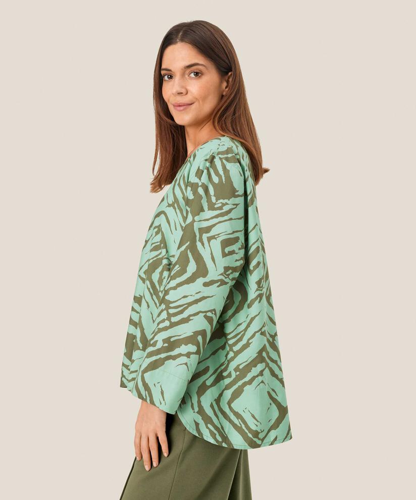 Viskosebluse mit Reißverschlussdetail am Hals, D. Lichen Green