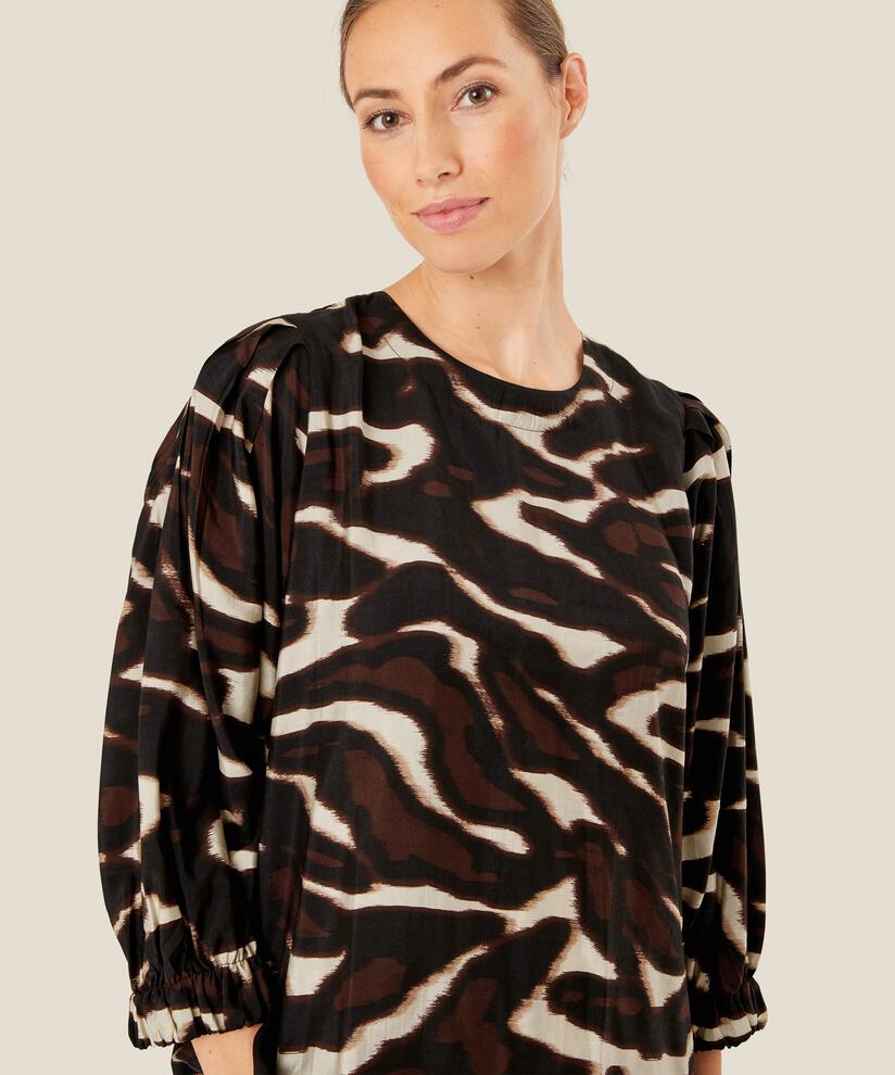 Viskosebluse Mit Rundhalsausschnitt, Coffee Bean