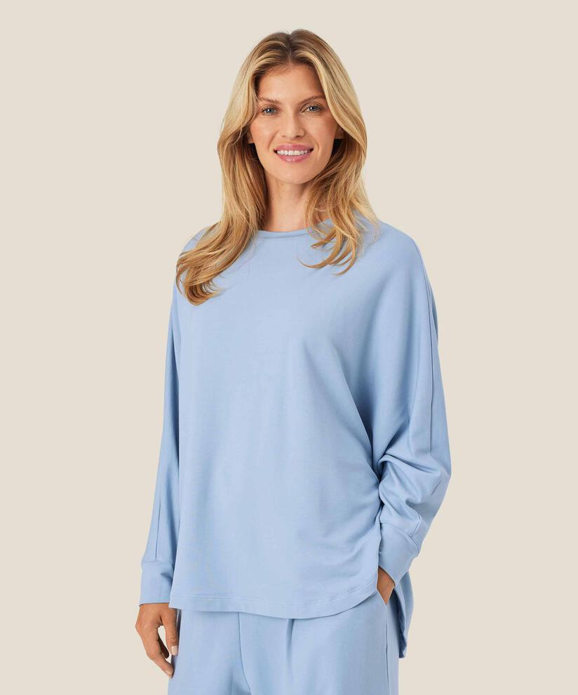 Weiches Jersey-Top mit Fledermausärmeln, Blue Fog