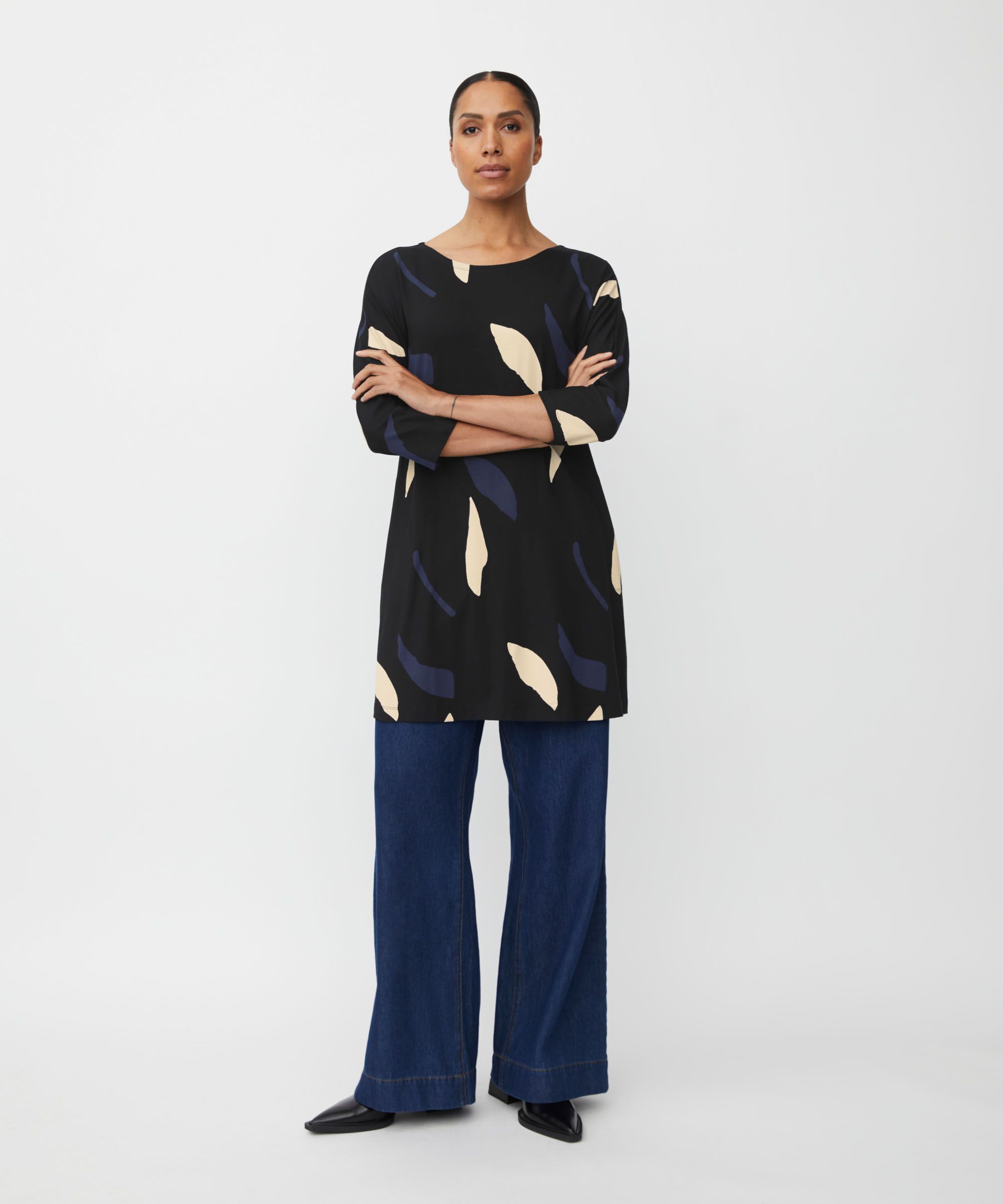 Langarm-tunika Aus Jersey Mit Eingrifftaschen, Navy Blazer