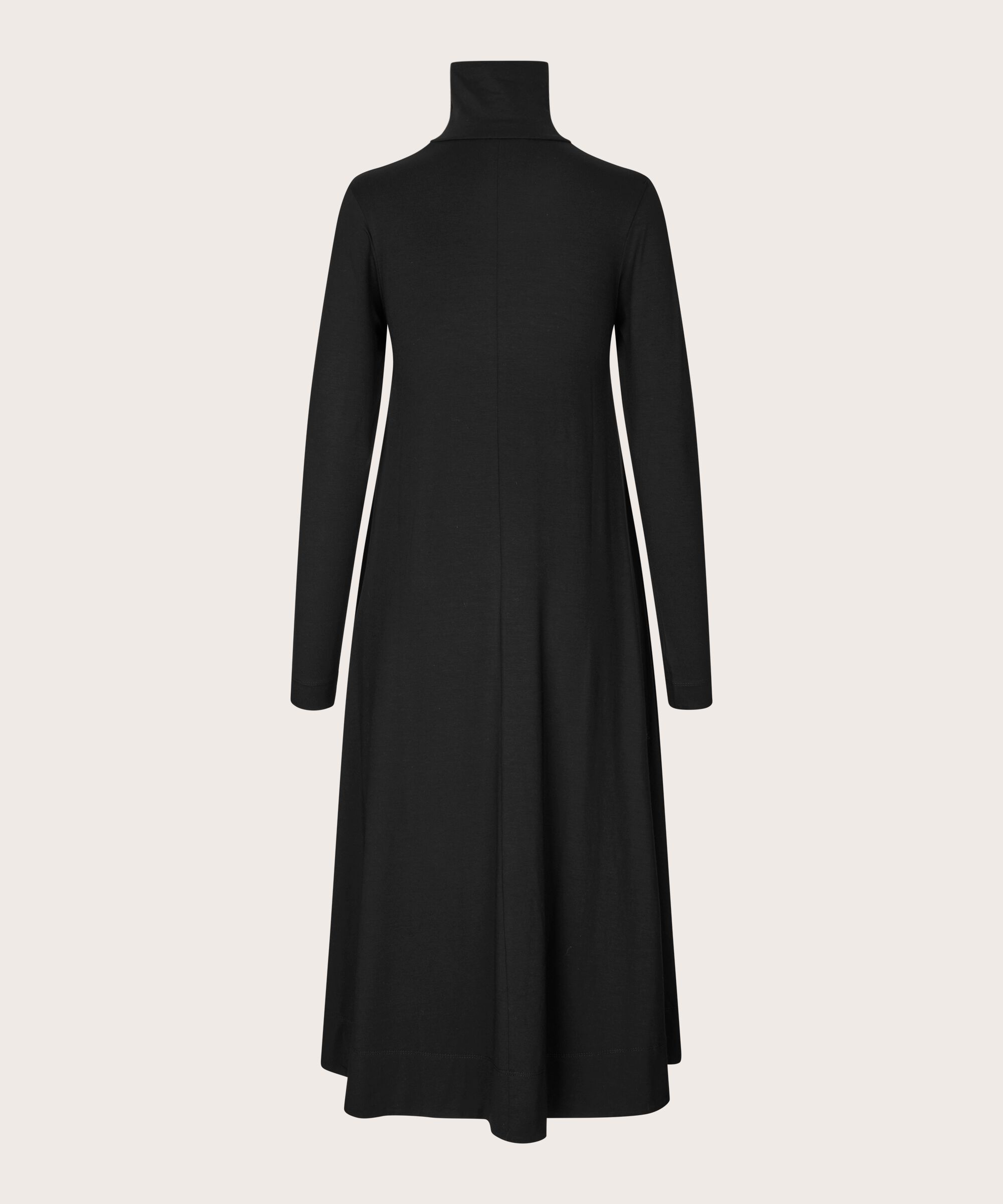 langärmliges Jerseykleid mit hohem Halsausschnitt, Black
