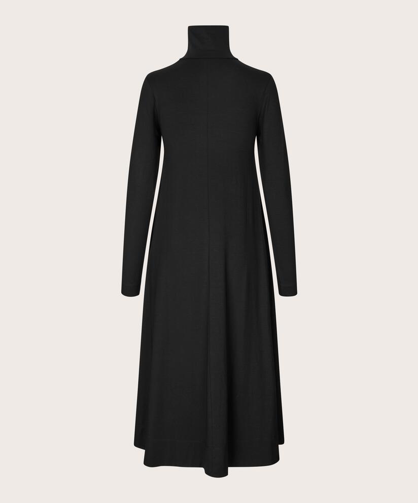 langärmliges Jerseykleid mit hohem Halsausschnitt, Black