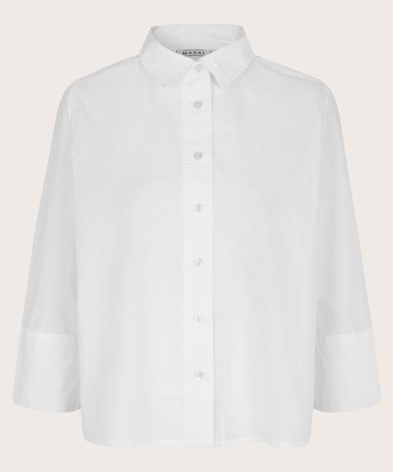 Baumwollhemd mit 3/4-Ärmeln, White