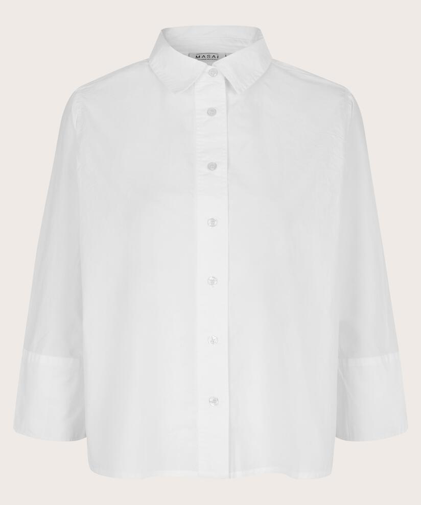Baumwollhemd mit 3/4-Ärmeln, White