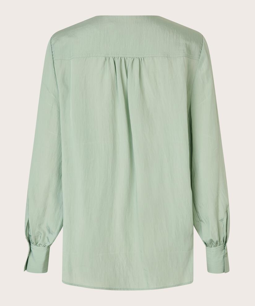 Baumwollbluse mit Wickeleffekt, Frosty Green