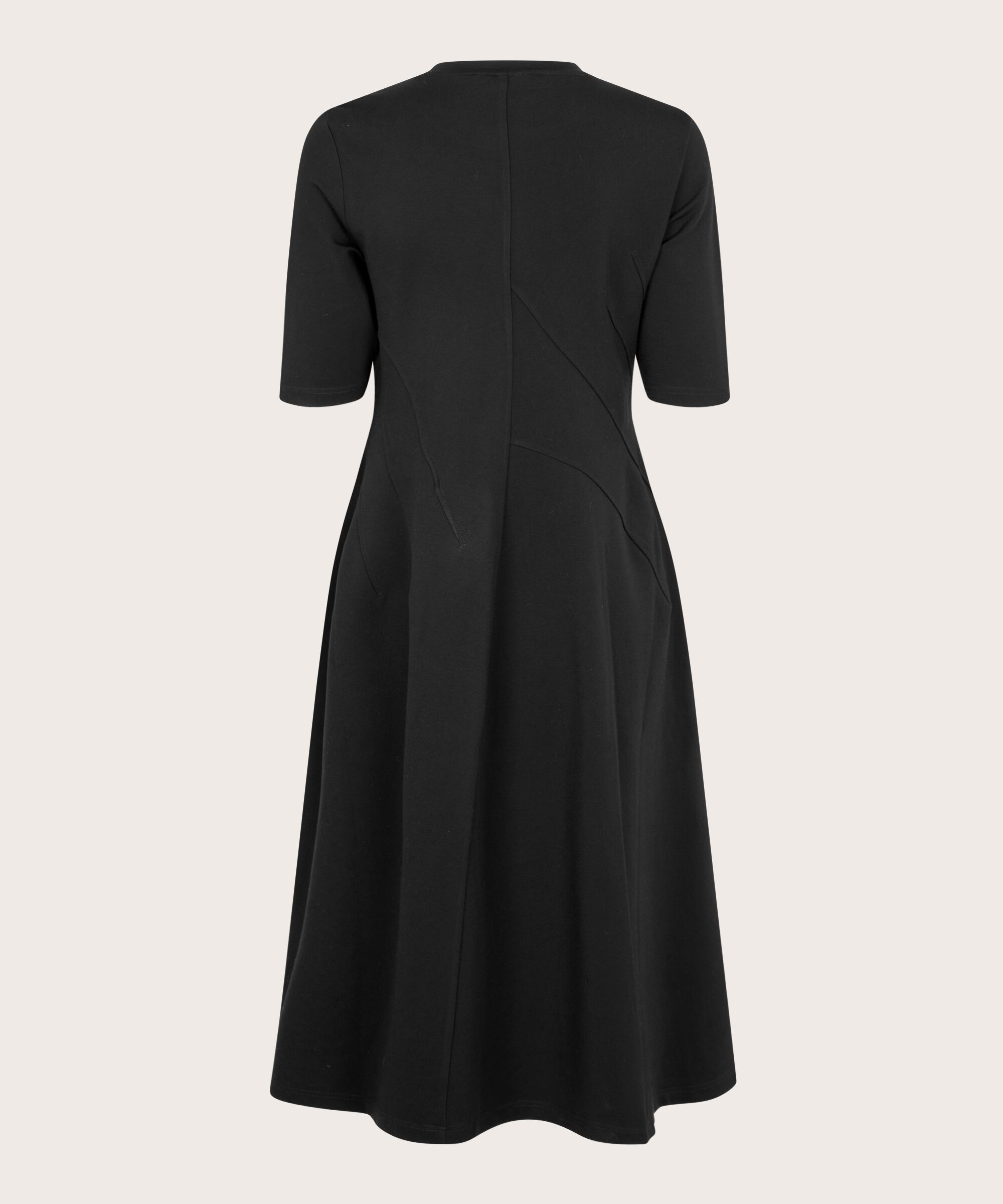 Jerseykleid mit Ziernähten, Black