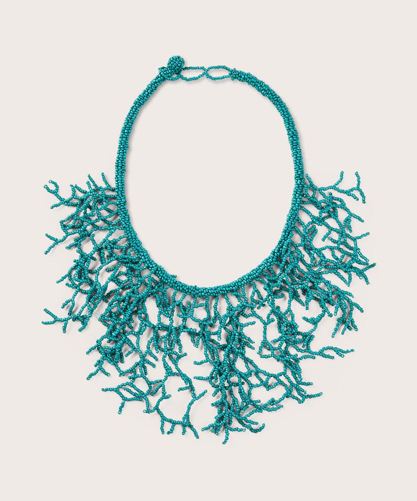 Halskette mit farbigen Perlen, Teal