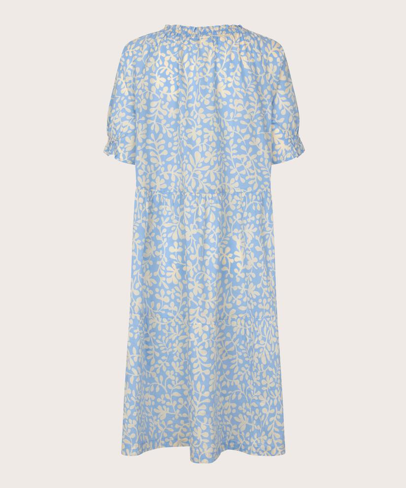 bedrucktes Baumwollkleid mit kurzen Ärmeln, Della Blue