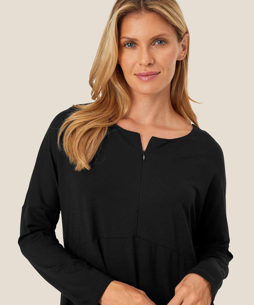 Jerseykleid mit Reißverschluss am Hals, Black