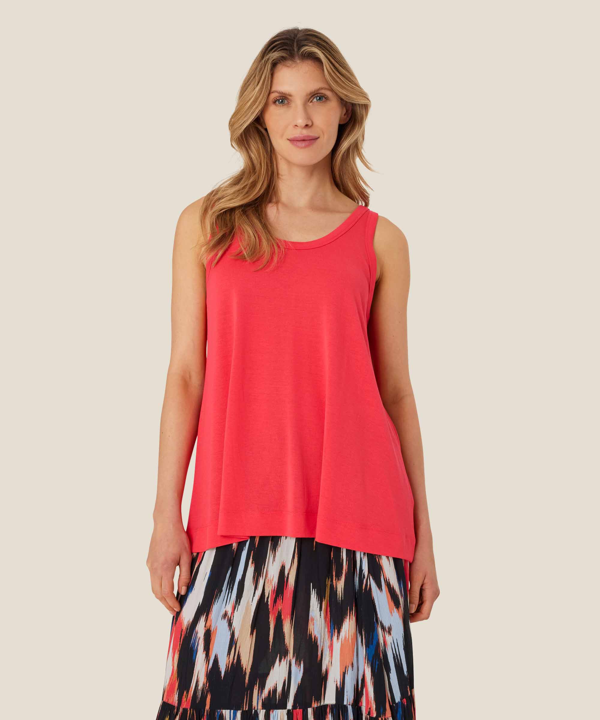 Jersey-Tanktop mit Rundhalsausschnitt, Hibiscus